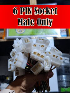 Motorcycle 6-Pin Male Socket Connector | Electrical Wiring Harness Plug | Durable Replacement Connector