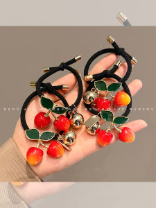 ริบบิ้นยางหนีบผมลายผลไม้แพร์ เครื่องประดับผมสไตล์สาวน้อยน่ารัก สไตล์หวานๆ น้ำแข็ง ริบบิ้นยางหนีบผม ริบบิ้นยางหนีบผม