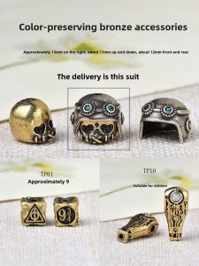 Aged Brass Buddhist Beads Bracelet Accessories: Six-word Admonition Buddha Pearl & Indestructible Star Moon