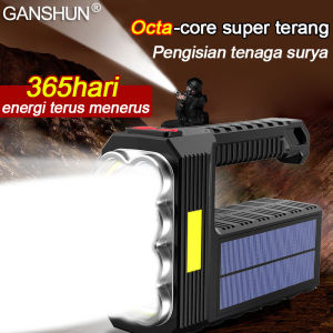 Paling terang di dunia GANSHUN Senter Senter super terang 100000 lumens zoom jarak jauh 1000km(Senter tenaga surya matahari Senter led super terang Senter cas super terang Senter tembak Senter jarak jauh 3000 m Senter terang 1000000 lumens)