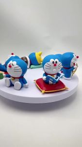 Bandai | 6Pcs Officially Licensed Doraemon Mini Figure Set Different Poses Cute PVC Figurines Desktop Ornament Collectible Model Toy Gift