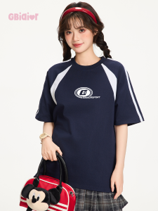 Gbiaior | Retro Letter Print Original Logo Design Cotton T-Shirt