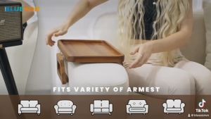 Bàn gỗ BLUEZON kẹp tay ghế sofa để điện thoại đồ ăn uống tiện dụng