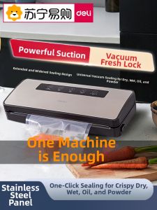 deli | Deli Small Vacuum Sealer Machine Home Use Food Preservation Packaging Machine Plastic Sealing Tool Kitchen Essential