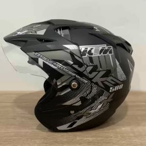 Helm PENGENDARA MOTOR Abu-Abu Doff SNI Dewasa Motif - Dua Kaca - Double Visor - Helm SNI - Helm Dewasa - Helmet SAVETY RIDING