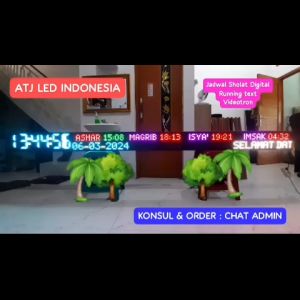 Jadwal Sholat Digital Full LED Jam Adzan Iqomah Masjid Musholla RGB Full Color Warna