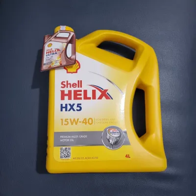 Oli Mesin Shell Helix HX5 SAE 15W-40 4 Liter 4L Bensin Diesel Bonus Kartu Pengingat