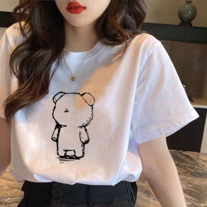 Sanrio | Korean Minimalist Teddy Bear Print Short Sleeved Design Feeling Niche T-shirt Womens Summer Oversized Loose Casual Top T-shirt