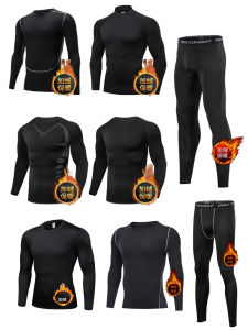 Fleece Lined High Neck Sports Tight Fit Clothing Men Women Fitness Gym Basketball Running Training Yoga Quick Dry Long Sleeve Pants