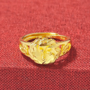 New Gold Plated Womens Ring Open Finger Flower Design Wedding Celebration Fake Gold Alloy Plant Floral Style Fashion Jewelry