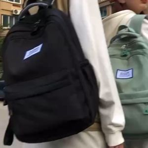 Backpack กระเป๋าเป้นักเรียน school bag กระเป๋าเป้สะพายหลัง สีพื้นเรียบ ซิป3ช่อง เหมาะกับทุกวัย ผ้าไนลอน จุของได้เยอะ