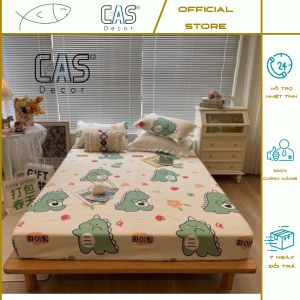 Bộ Ga Giường Kèm 2 Vỏ Gối Nằm Cotton Poly CAS Decor  Ga Gối Khủng Long Kem Đủ Kích Thước 1m2  1m4  1m6  1m8  2m  2m2