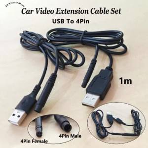 USB 2.0 Male to 4Pin Male/Female Cord Car Rear View Vehicle DVR Camera Extension Connector Cable Cord HD Monitor Camera Wire 1M