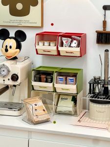 Dopamine Boosting Desktop Coffee Corner Storage Box Wall Mounted Drawer Tea Bag Capsule Organizer Nordic Style Universal Use