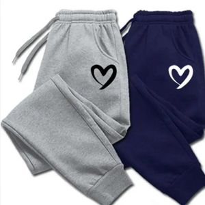 2026New fashionable heart-shaped printed mens and womens sports pants autumn and winter mens and womens casual pants