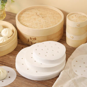 MONLEYTA | Large Size Disposable Steaming Buns Paper Mat Food Grade Non-Stick Steamer Paper for Making Steamed Buns and Dim Sum 15cm