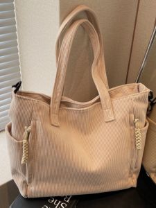 Large Capacity Corduroy Canvas Tote Bag Womens 2025 New Style Commuter Handbag Student Class Shoulder Crossbody Bag