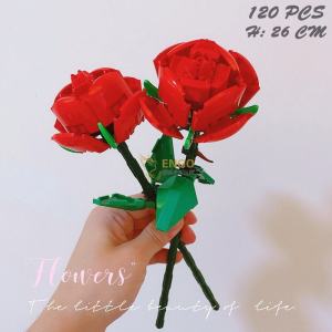 Puzzle Assembled Bouquet 40460 Roses Fresh Flowers Bonsai Assembled Chinese Building Blocks Girls Valentines Day Gift