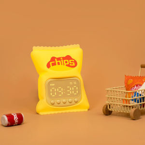 Creative potato chips silicone smart LED alarm clock night light touch display digital clock student wake-up alarm clock dimming sleep time alarm clock night light gift for children