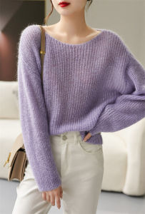 French Style Soft Mouton Shoulder Womens Knitted Sweater Loose Lazy Style Autumn New Arrival Premium Feeling Long Sleeve Top