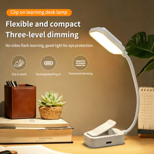 Đèn Bàn Kẹp Đa Năng 360 Độ Đèn LED Bảo Vệ Mắt 3 Mức Độ Sáng Dùng Cho Bàn Học Giường Ngủ - Đèn Kẹp Sạc Được