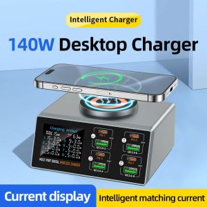 140W Smart Quick Charger 8-Port USB Fast Charging Station for Multiple Phone Travel Home Office Party Hotel Restaurant