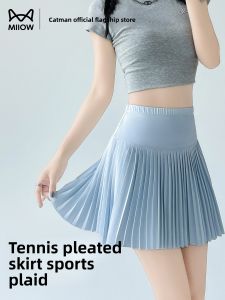 miiow | Cat Woman Ice Silk Sun Protection Short Skirt Women Summer Thin Pleated JK Yoga Sports Tennis Skirt Slimming Half-length A-line Skirt