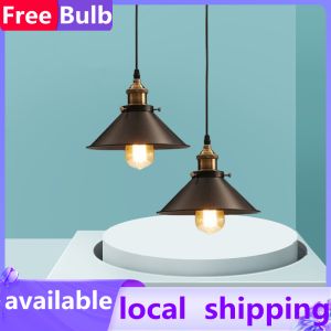 【Free Bulb】Vintage Retro Pendant Light Hanging Light Drop Light Hanging Lamp For Ceiling Industrial Ceiling Light Modern Design Bar Light Dining Ceiling Lamp Chandelier Light Metal Lamps E27 Base Lights For Living Room Home Kitchen Restaurants Bookstore