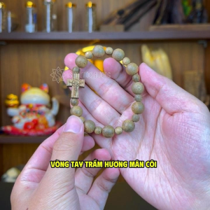 Vòng mân côi trầm hương thánh giá công giáo Sơn Mộc Hương đeo tay nam nữ phong thủy may mắn tài lộc