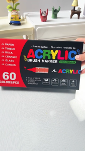Bút Màu Acrylic Chống Nước 12/24/36/48/72 Màu Acrylic Bút Lông Màu Không Lem Nhanh Khô