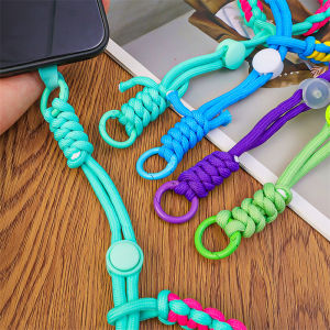 Mobile Phone Woven Lanyard Short Wrist Strap with Tether Tabs Sturdy Multi-strand Phone Case Hanging Cord Clip Charm Chain