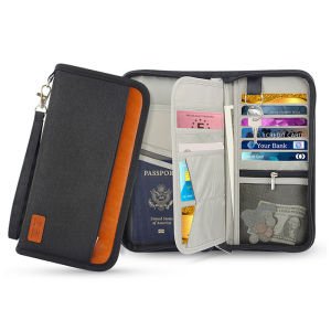 Travel Passport Long Wallet RFID Family Passport Holder Large and Lightweight Passport Cover Case Zipper Bag Document Organizer for Women & Men