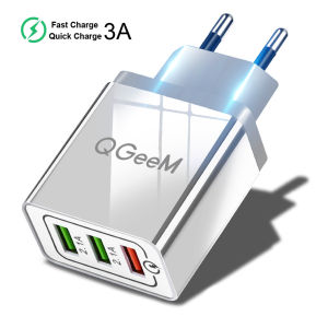 QGeeM | QGEEM 3 USB Charger Quick Charge 3.0 Fast USB Wall Charger Portable Mobile Charger QC 3.0 Adapter for Xiaomi iPhone X EU US Plug