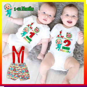 Cute Jj Coco Melon Costume for Baby Boy Terno Newborn Clothes Set Cartoon Milestone Costume Baby Girl 1st Birthday Outfit for Baby Photograph Props