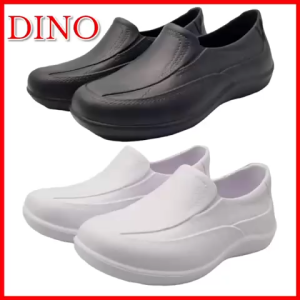 Duralite Dino Boys Waterproof Lightweight Non-Slip Rubber Shoes - Black and White - Model Size: Height 182cm | Weight 78kg | Size M