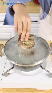 [TERLARIS] freemir Wajan Panci Kuali Panci 20 Cm Anti Lengket Marble Lapisan Granit Modern Tutup Kaca untuk Dapur dan Rumah Tangga Cocok Kompor Gas