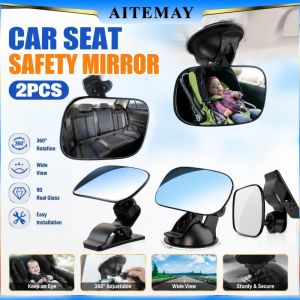 Aitemay Car Sun Visor Mirror 360 Degree Rotating Rear View Mirror Clip On Baby Monitor Safety Mirror Universal Adjustable Blind Spot Assistant For Vehicle