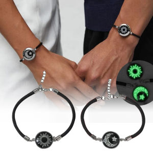 2 cái/bộ dạ quang Vòng đeo tay đôi cho người yêu dạ quang mặt trời & mặt trăng Vòng tay dệt quyến rũ tình bạn bạn gái quà tặng trang SỨC TIỆC