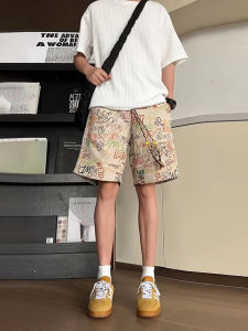 Quần Short Hawaii Phong Cách Dân Tộc Mùa Hè Mỏng Graffiti Mỹ Quần Short Đi Biển Nhanh Khô Nhanh Quần Short Nam Nữ Cạp Vừa