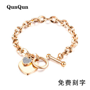Original Design Titanium Steel Bracelet for Women Heart OT Word High-End Feel Small Batch Hip Hop Trendy Gift