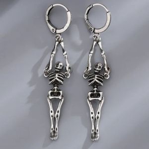 925 Sterling Silver Earring for Women Skeleton Skull Dangle Vintage Hip Hop Trend Jewelry Halloween Gift Dropshipping