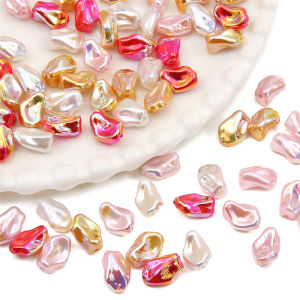 5Pcs 9x13mm Shiny Colorful ABS Imitation Pearl Baroque Special-shape Beads Charms for Necklace Bracelet Keychain DIY Jewelry Craft Making