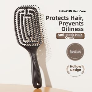 HIHUCUN | Anti-Static Tangle Free Womens Boar Bristle and Coffee Grounds Comb