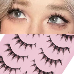 ขนตาปลอมแบบธรรมชาติ 5 คู่ ขนตายาวแบบเส้นบางเบา สำหรับแต่งตาสไตล์สาวเกาหลี
