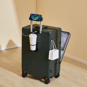 Multi-Functional Front Opening Luggage Womens 20-Inch Boarding Bag Mute Universal Wheel New Arrival Aluminum Frame Trolley Suitcase