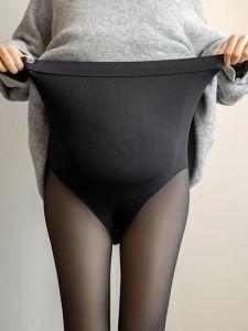 Maternity Winter Thickened Fleece Lined Black Silk Pantyhose Transparent Skin Color Spring Autumn Style Womens Thermal Tights