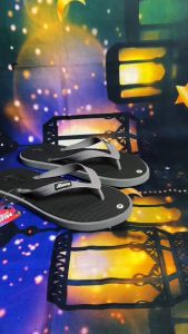 MIZEO STREET Sandal Jepit Pria Wanita Rubber Kombinasi Abu - Hitam M025