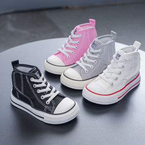 Spring and Autumn New Childrens Canvas Shoes Boys High-Top White Shoes Girls Casual Shoes Parent-Child Shoes Board Shoes