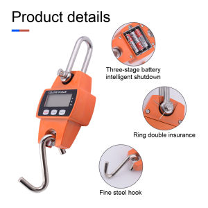 300kg Mini Crane Scale LCD Digital Electronic Stainless steel Hook screw Hanging Weight Crane Scales Weighing Balance