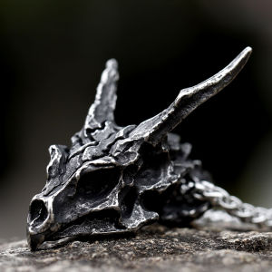 New Design Charms Viking Dragon Skull Pendant Necklace Mens Fashion Biker Rock Punk Jewelry Antique Retro Chain Gift